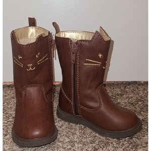 Carters brown kitty cat boots toddler size 4